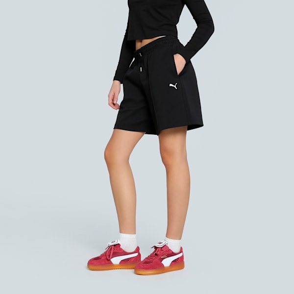 WARDROBE Essentials Women's Relaxed Fit Long Line 8" Shorts, PUMA Black, extralarge-IND